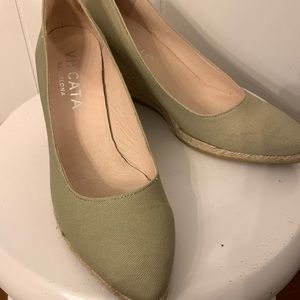 Viscata Barcelona Espadrille Canvas Wedge Light Green Size 39